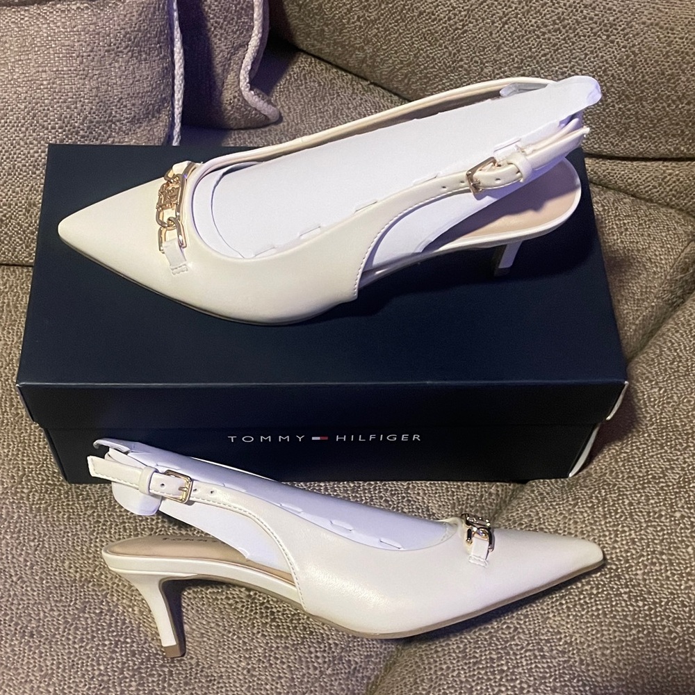 Tommy Hilfiger Elegant White Slingback Heels